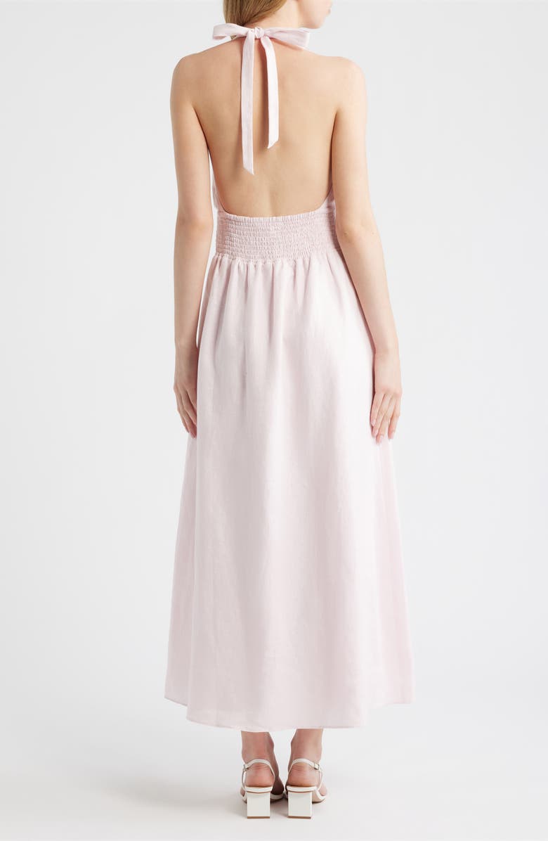 LoveShackFancy Lovis Halter Neck Linen Dress, Alternate, color, 