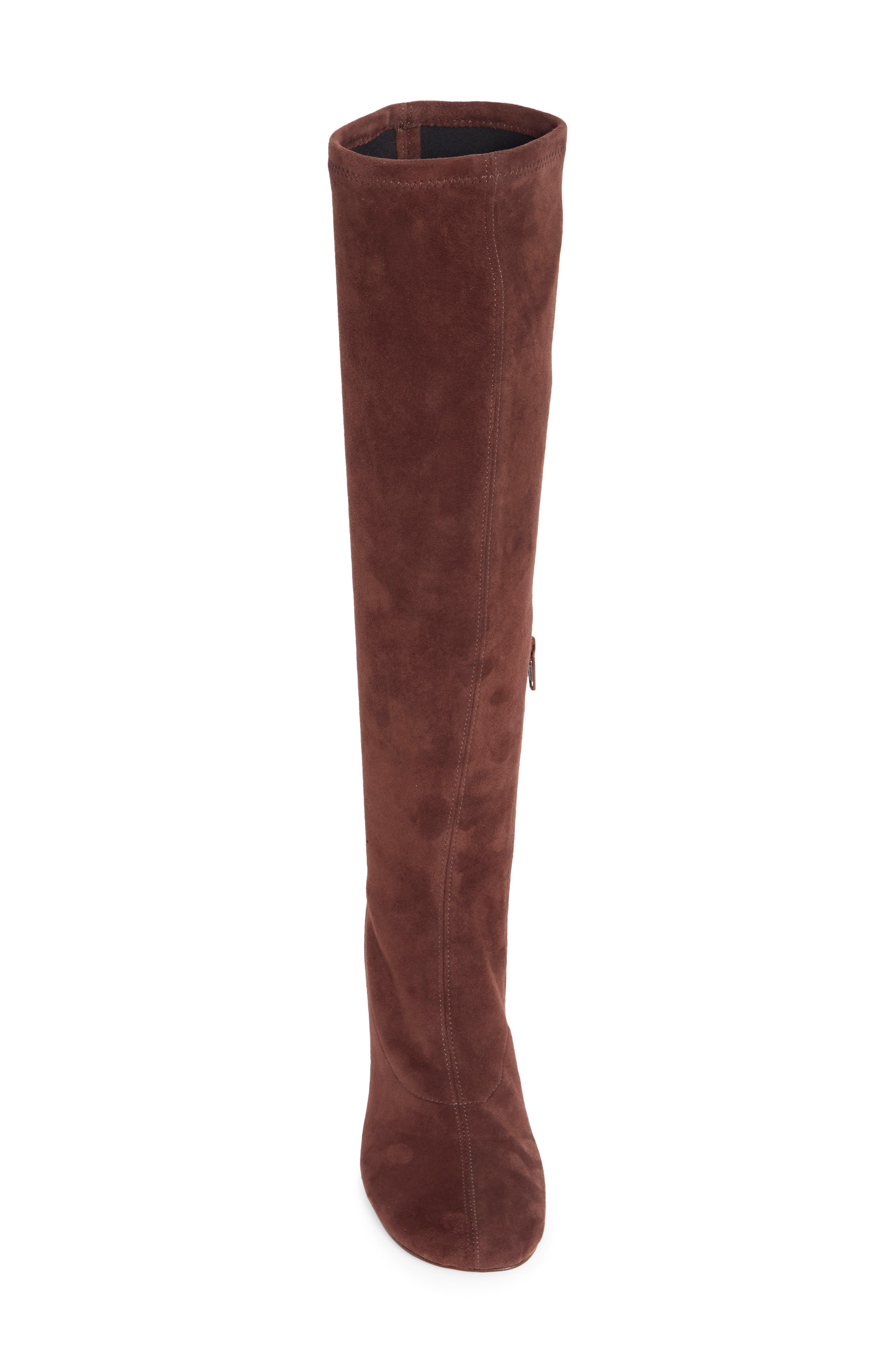Belinda Stretch Leather Knee High Boot, Alternate, color, OAK STRETCH SUEDE