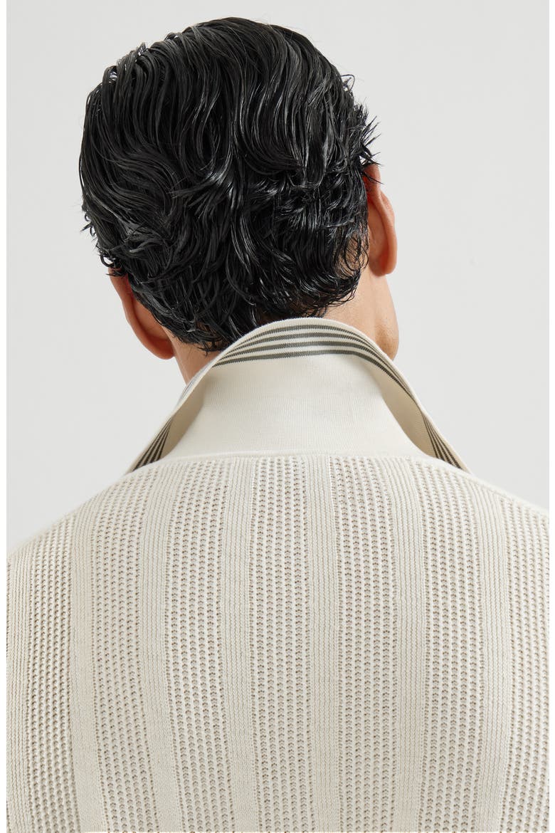 Cotton textured rib knit polo, Alternate, color, White
