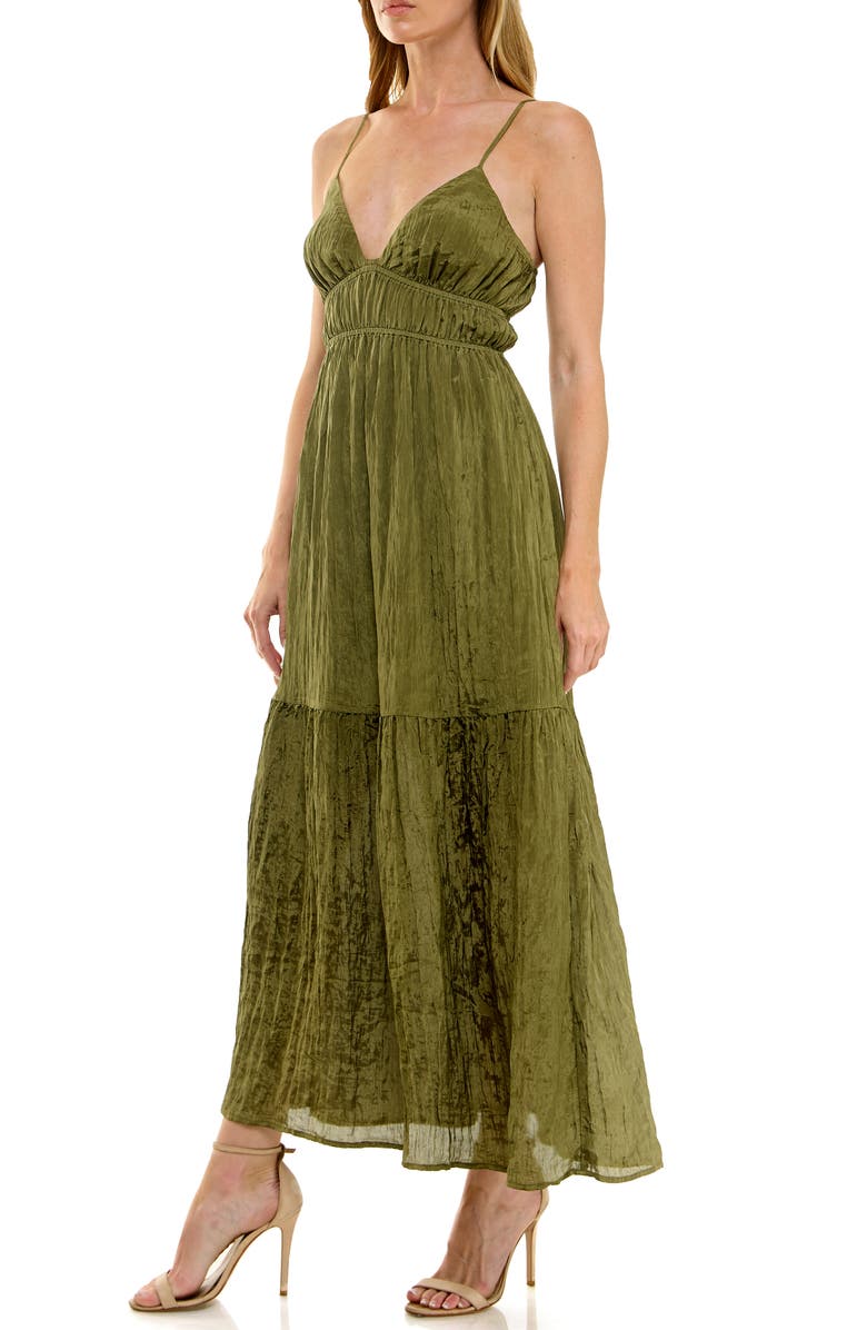 Socialite Cami Empire Waist Tiered Maxi Dress, Alternate, color, Moss