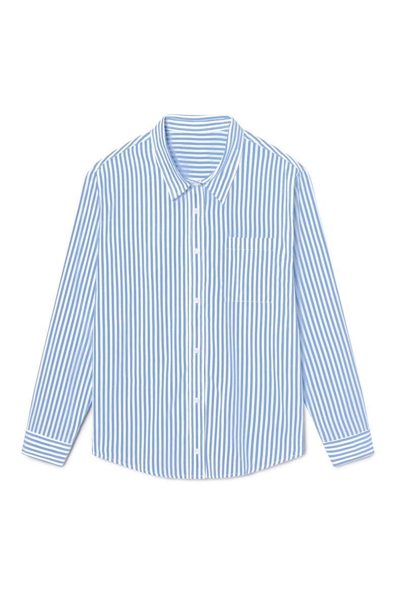 Stripe Woven Button-Up Sleep Shirt, Alternate, color, COASTAL STRIPE VISTA BLUE