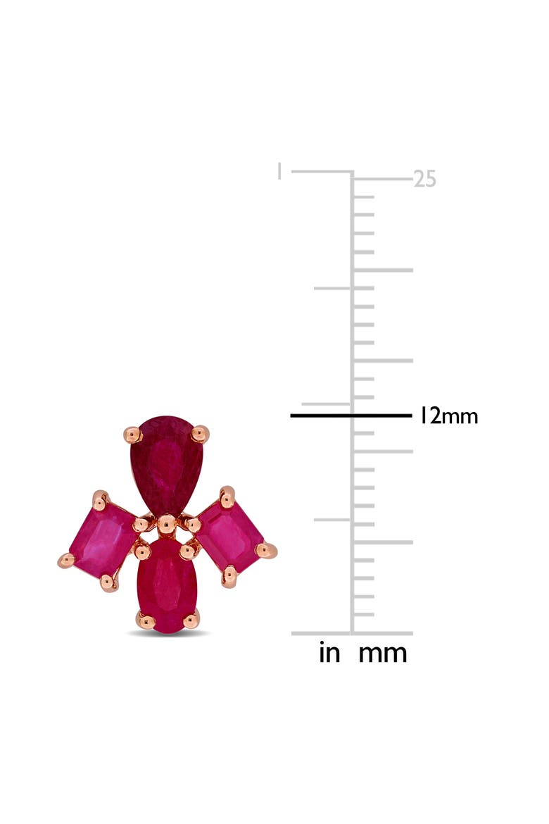 Ruby Floral Stud Earrings, Alternate, color, RUBY
