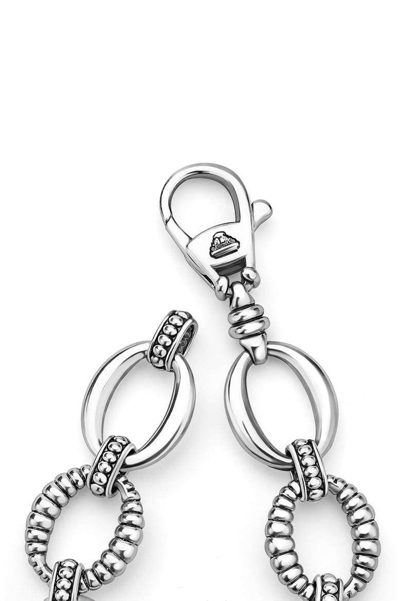 Signature Caviar Sterling Silver Oval Fluted Link Bracelet, Alternate, color, SILVER