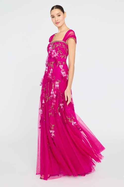 Theia Giana Beaded Gown In Pink