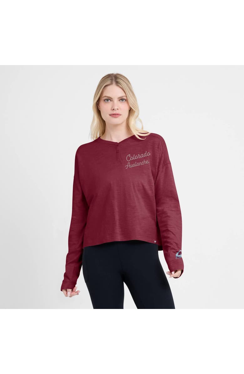 FANATICS Women's Fanatics Burgundy Colorado Avalanche Oversized All Out Effort Long Sleeve Henley T-Shirt, Alternate, color, Burgundy