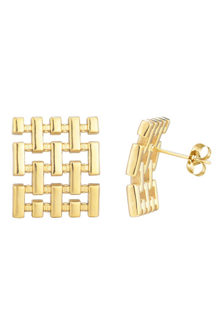 Tarnish Resistant Weave Stud Earrings, Main, color, GOLD