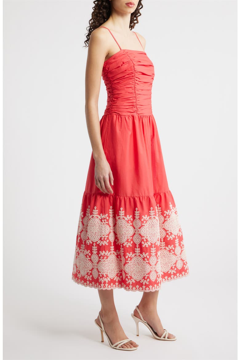 Ruched Bodice Sleeveless Maxi Dress, Alternate, color, CORAL