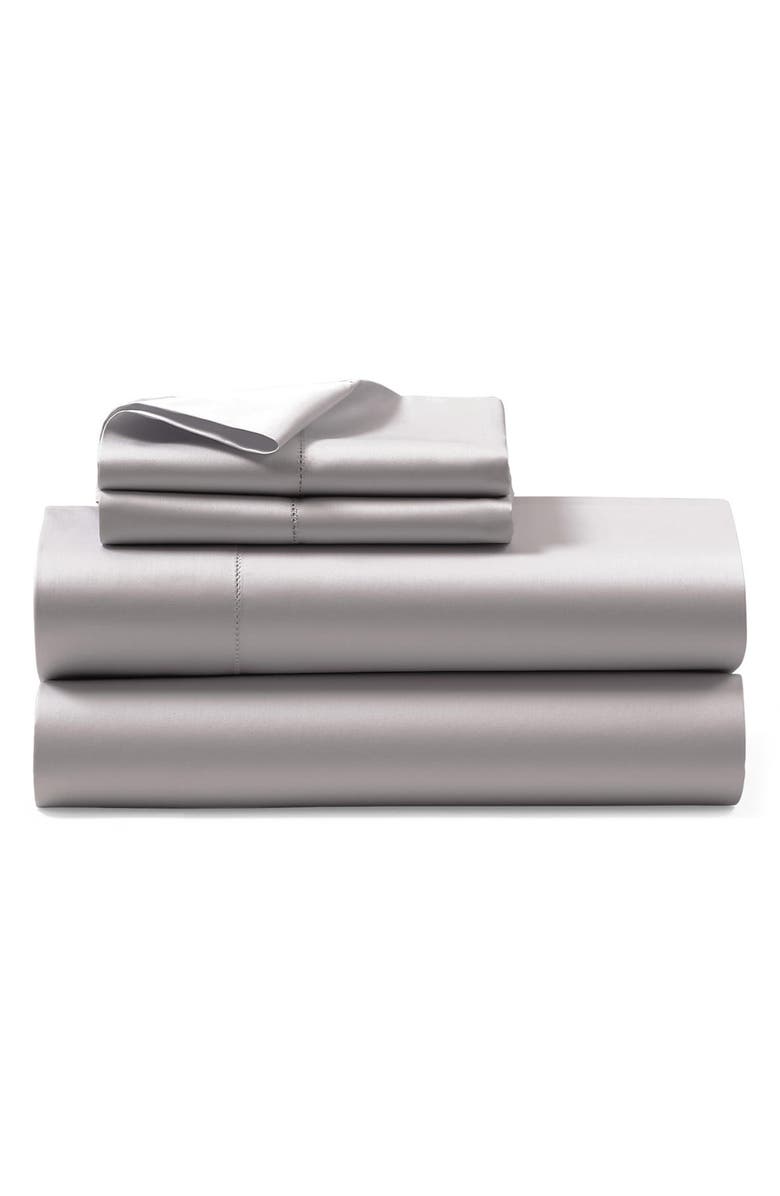 Ralph Lauren Organic Sateen 624 Thread Count Fitted Sheet, Main, color, True Platinum