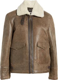 Schott NYC Genuine Shearling Lined Bomber Jacket
