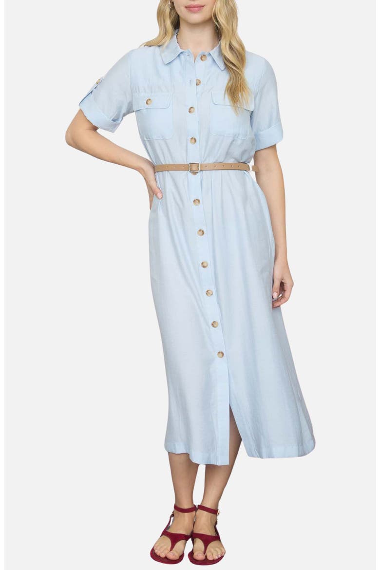 Belted Shirtdress, Main, color, LIGHT BLUE