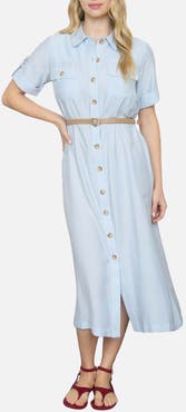 ZOE AND CLAIRE Belted Shirtdress