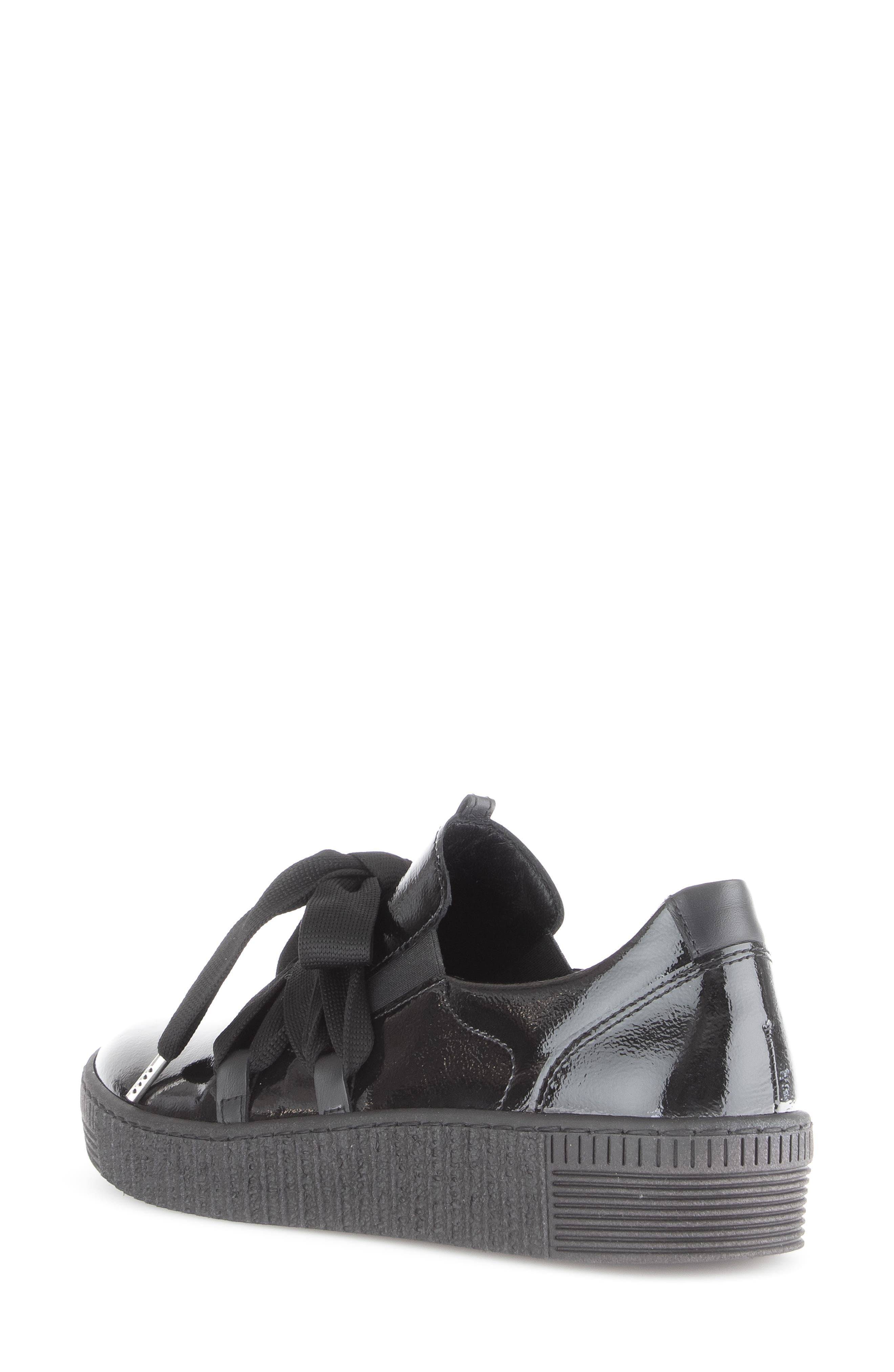 Gabor Leather Platform Sneaker, Alternate, color, Black Patent