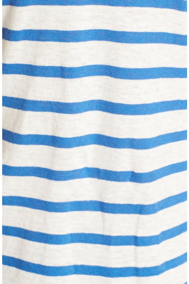 T by Alexander Wang Stripe Linen & Cotton Racerback Tank, Alternate, color, IVORY/ COBALT