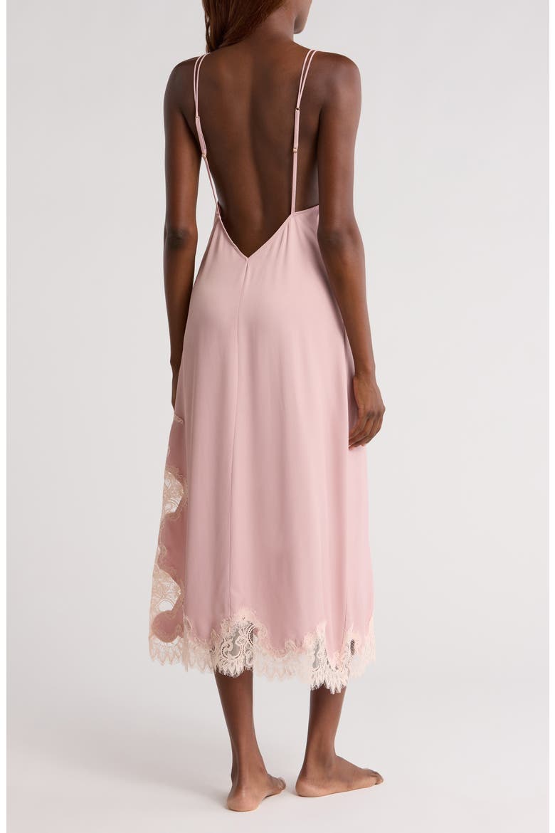 Midnight Lace Trim Satin Chemise, Alternate, color, PINK PUFF