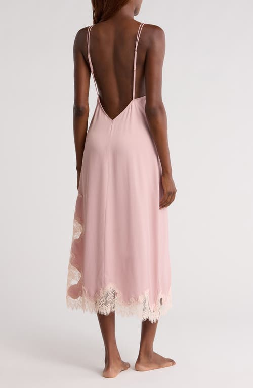 Nordstrom Midnight Lace Trim Satin Chemise In Pink