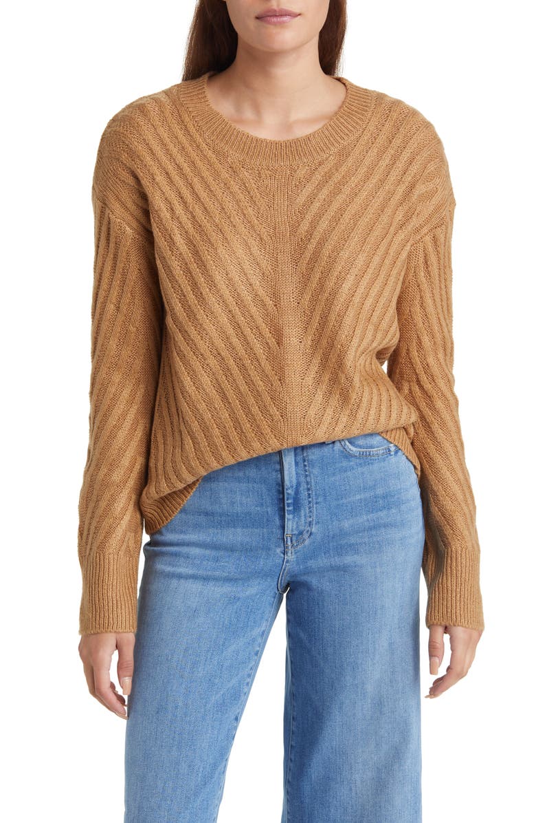 Bobeau Rib Crewneck Sweater, Main, color,