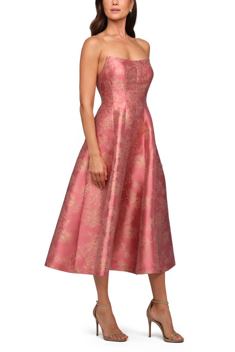 Quincy Strapless Midi Cocktail Dress, Alternate, color, ANTIQUE ROSE