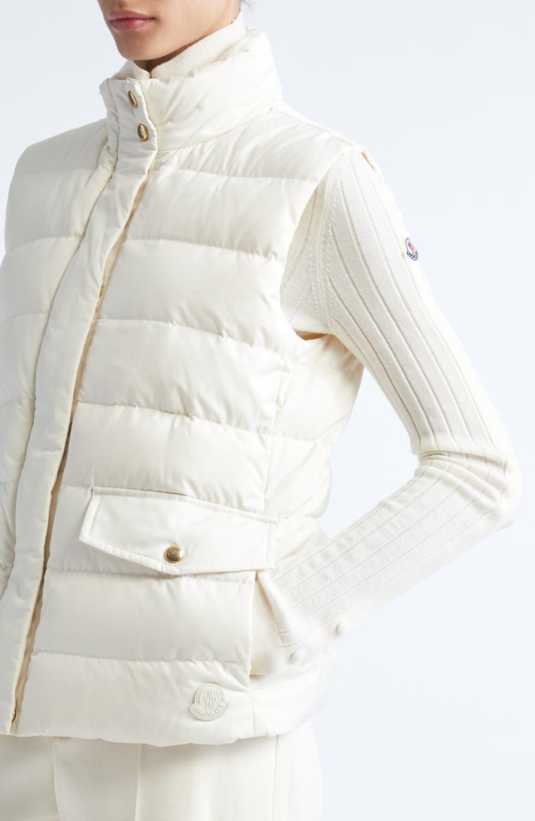 Moncler Besset Down Puffer Vest, Alternate, color, Pale Ivory