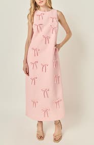 English Factory Bow Embellished Sleeveless A-Line Dress