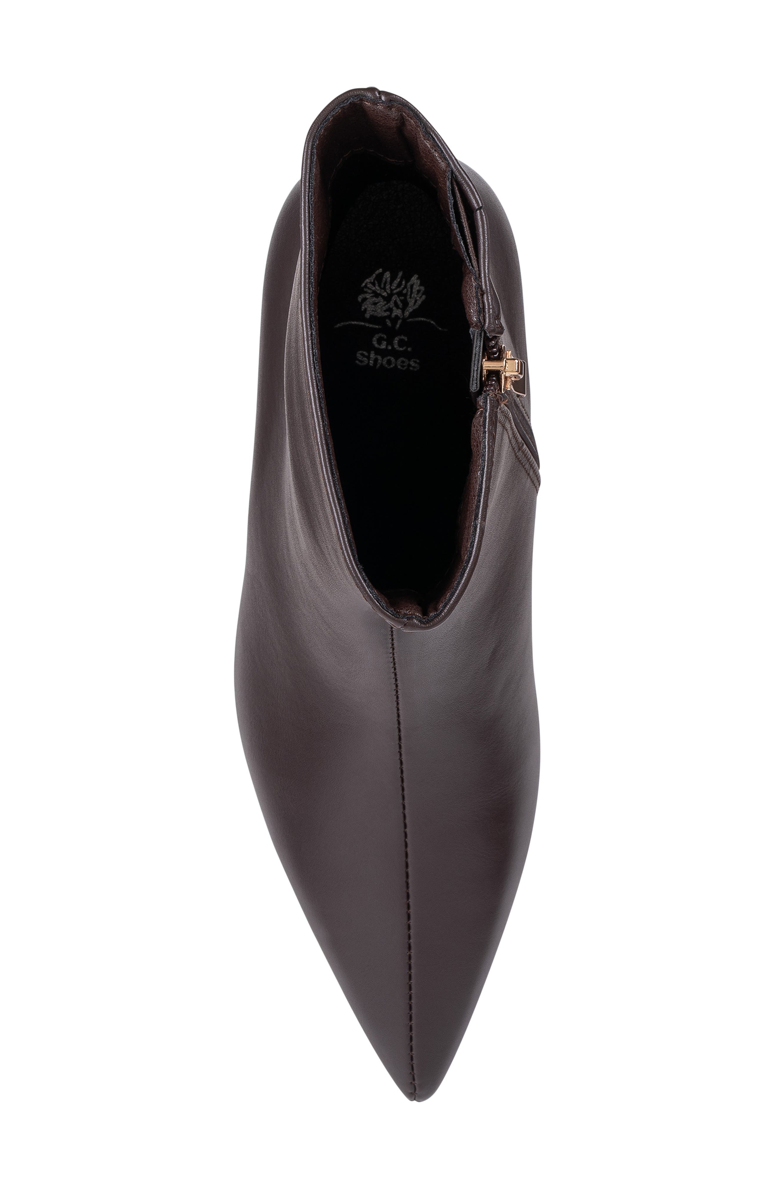 Rilan Pointed Toe Faux Leather Bootie, Alternate, color, BROWN