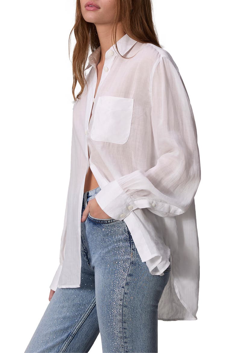 Maxine Linen Button-Up Shirt, Alternate, color, WHITE