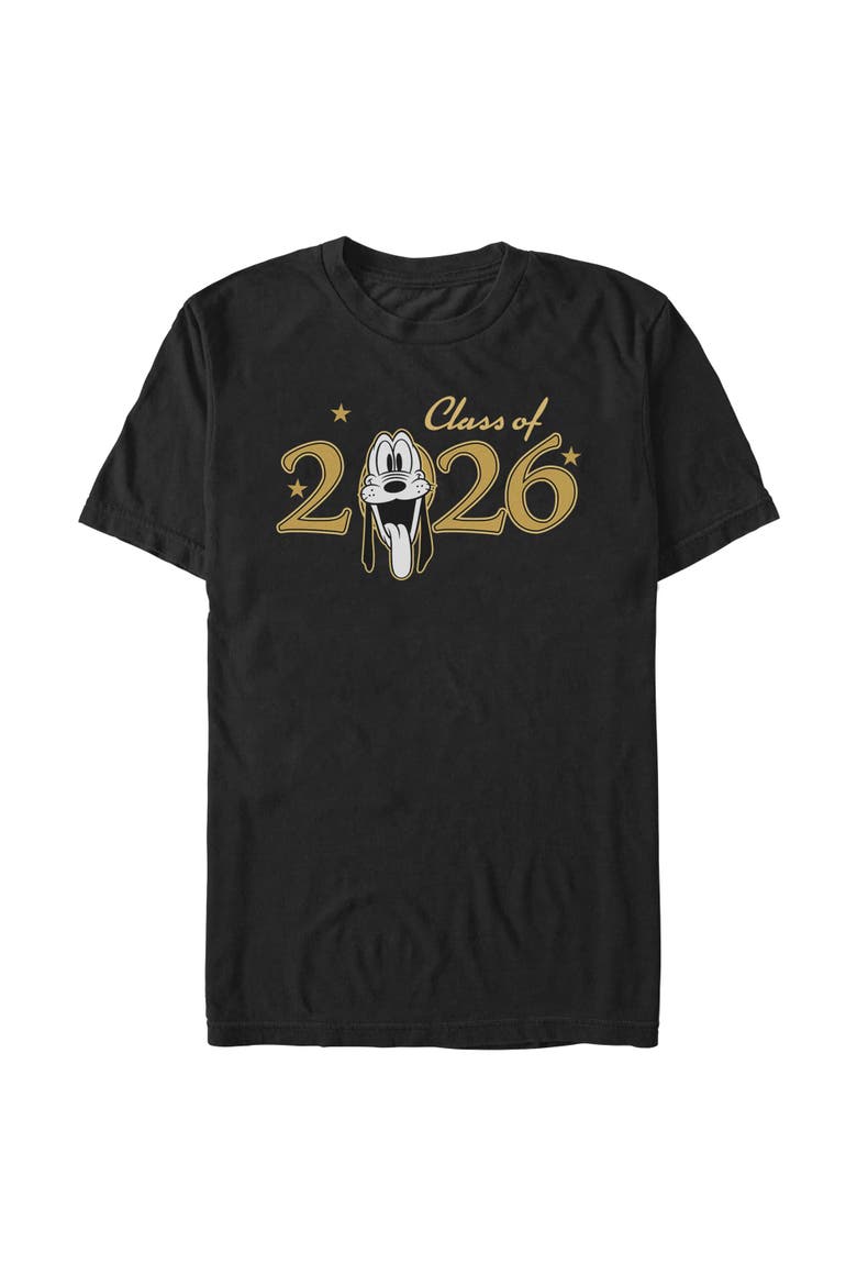 Men's Mickey & Friends Pluto Class of 2026 Stars  Graphic T-Shirt, Main, color, Black