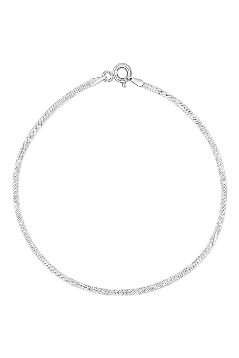 14K Gold Herringbone Chain Bracelet (Online Trunk Show), Main, color, 14KW