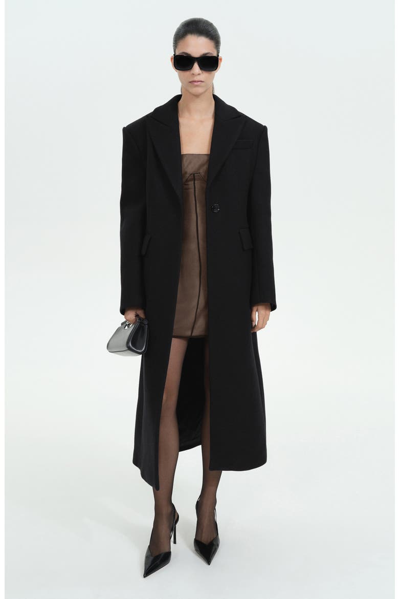 Structured Wool Blend Coat, Alternate, color, BLACK