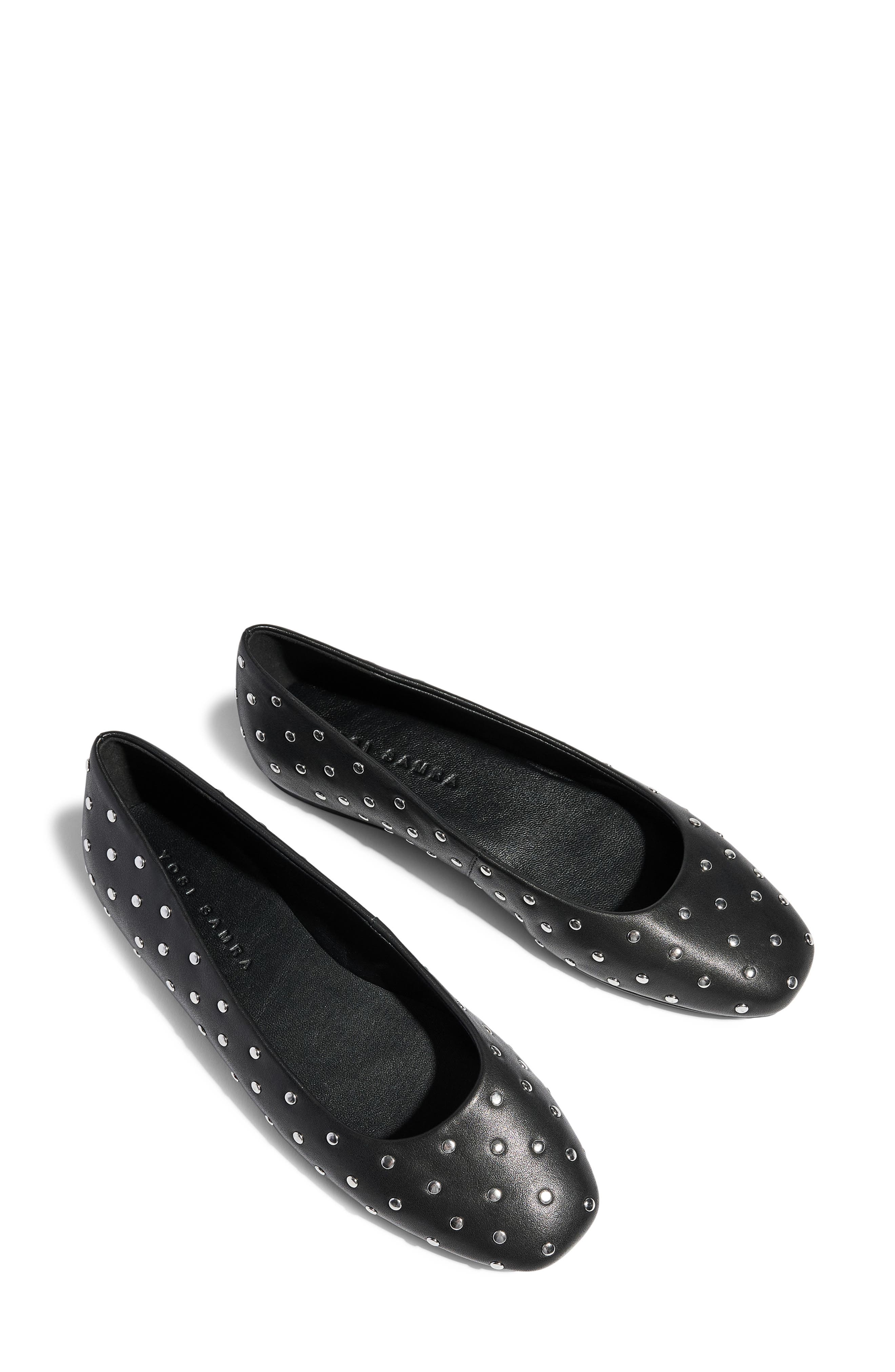 Yosi Samra Sage Stud Ballet Flat, Alternate, color, Black