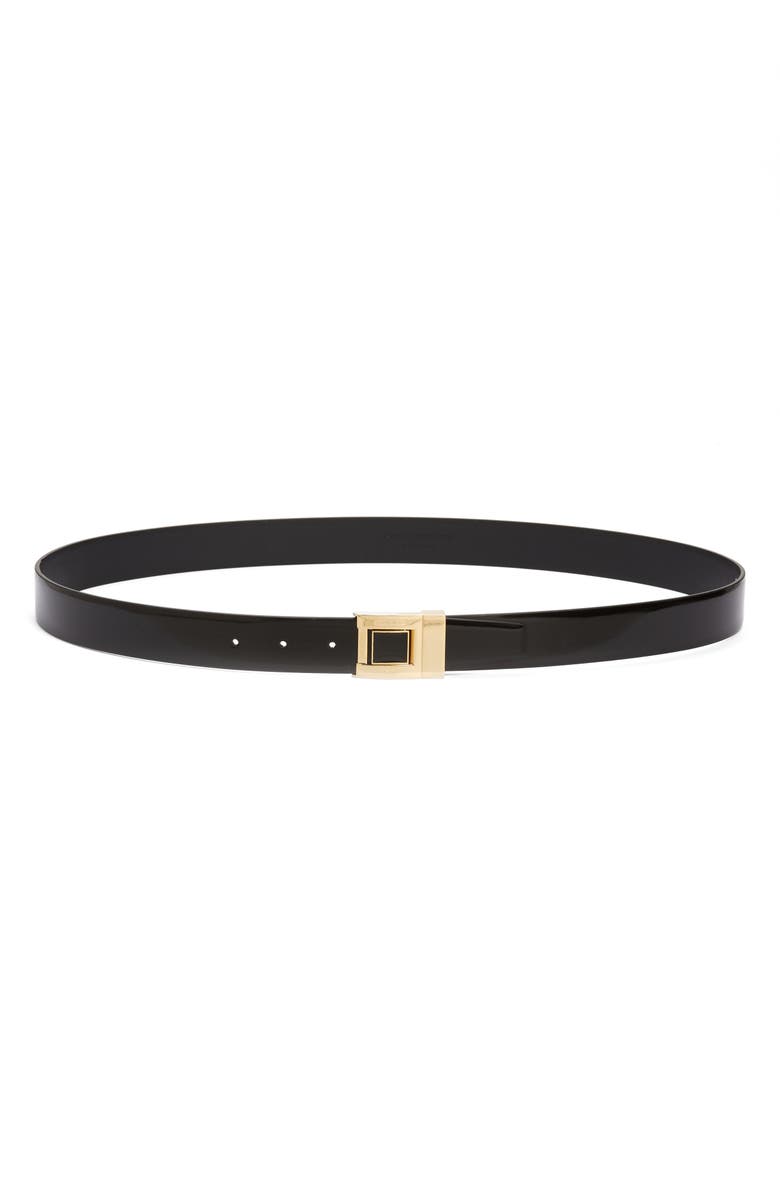 Saint Laurent Ceinture Leather Belt, Main, color, Nero/ Nero