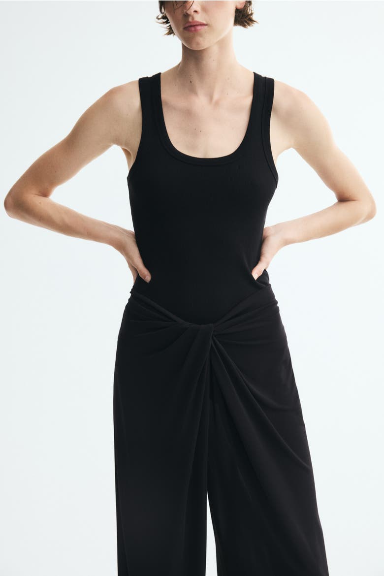 Twist-detail Jersey Pants, Alternate, color, Black