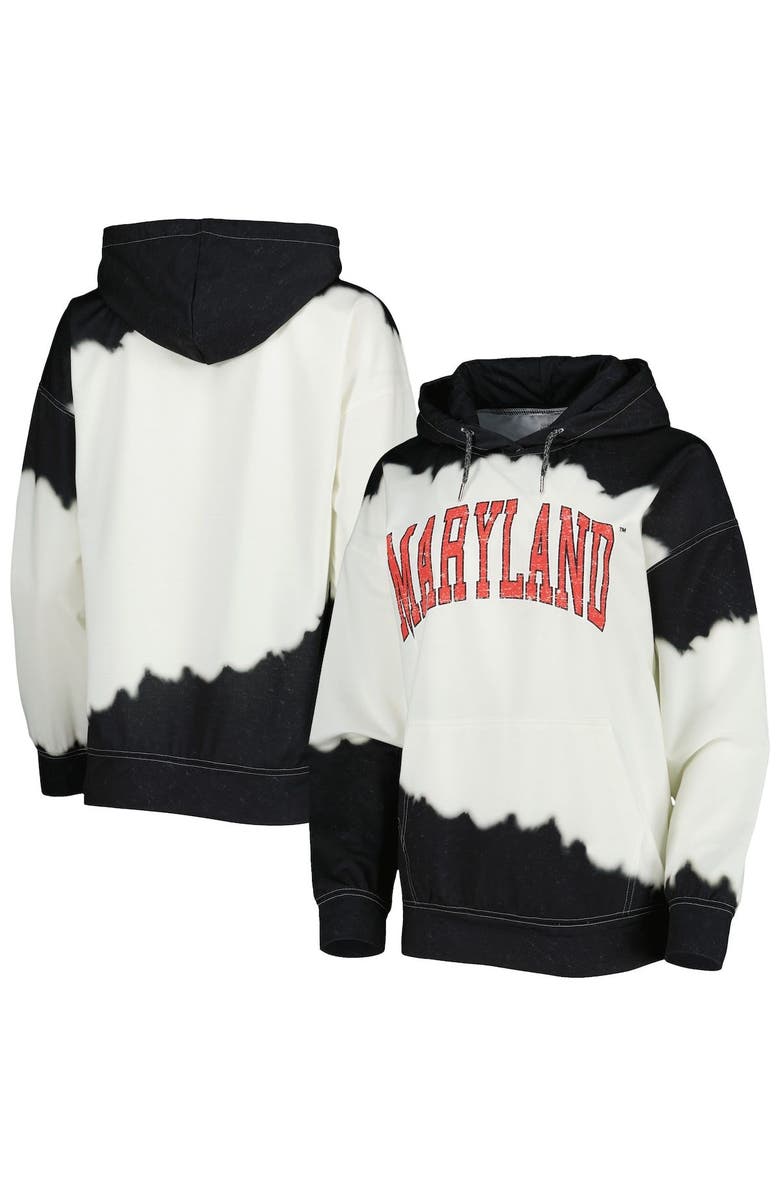 GAMEDAY COUTURE Women's Gameday Couture White/Black Maryland Terrapins For the Fun Double Dip-Dyed Pullover Hoodie, Main, color,