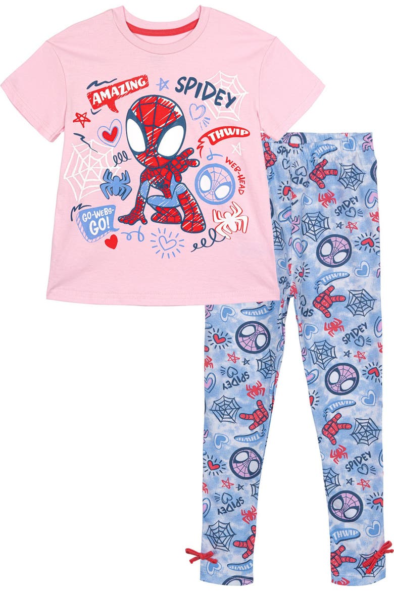 Spidey and His Amazing Friends 2-Piece T-Shirt and Leggings Set, Main, color, Pink Blue Spider Man