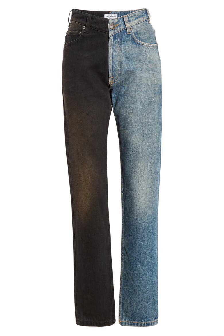 V-Neck Two-Tone Jeans, Alternate, color, LIGHT RUST INDIGO