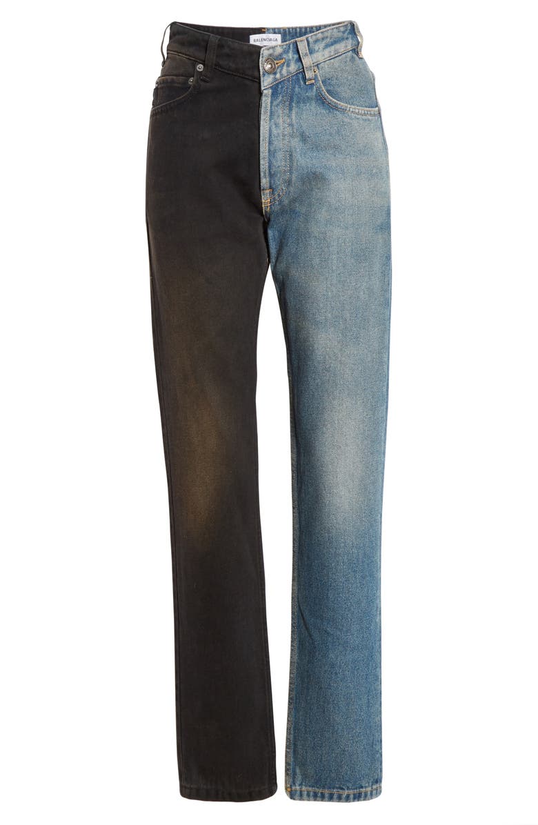 Balenciaga V-Neck Two-Tone Jeans, Alternate, color, 