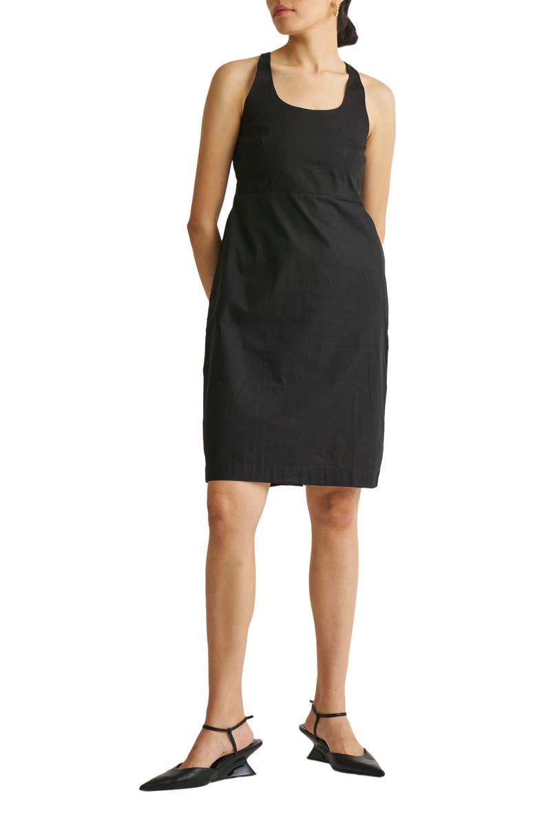 Reistor Fitted Knee Length Dress, Alternate, color, Black