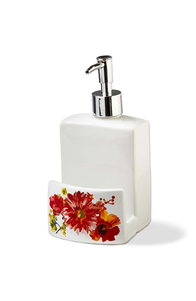 tag Spring Floral Soap Dispenser Multicolor Bone China Pump, Main, color, Multicolored