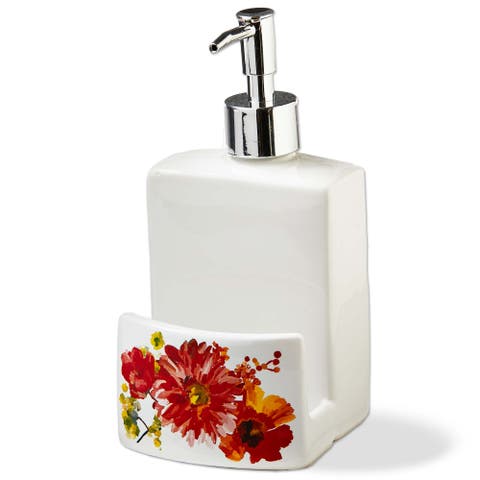 Spring Floral Soap Dispenser Multicolor Bone China Pump