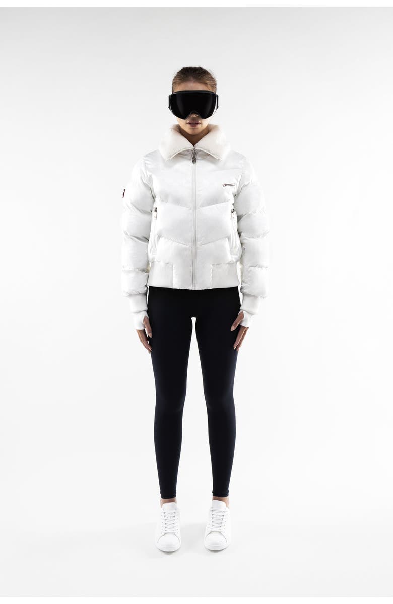 Malibu Ski Club Monogram Classic Bomber, Alternate, color, White