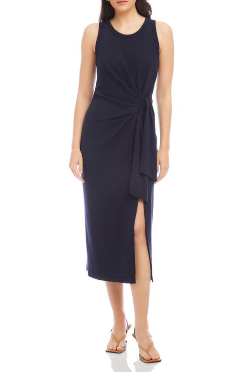 Fifteen Twenty Maddie Side Knot Midi Dress In Navy