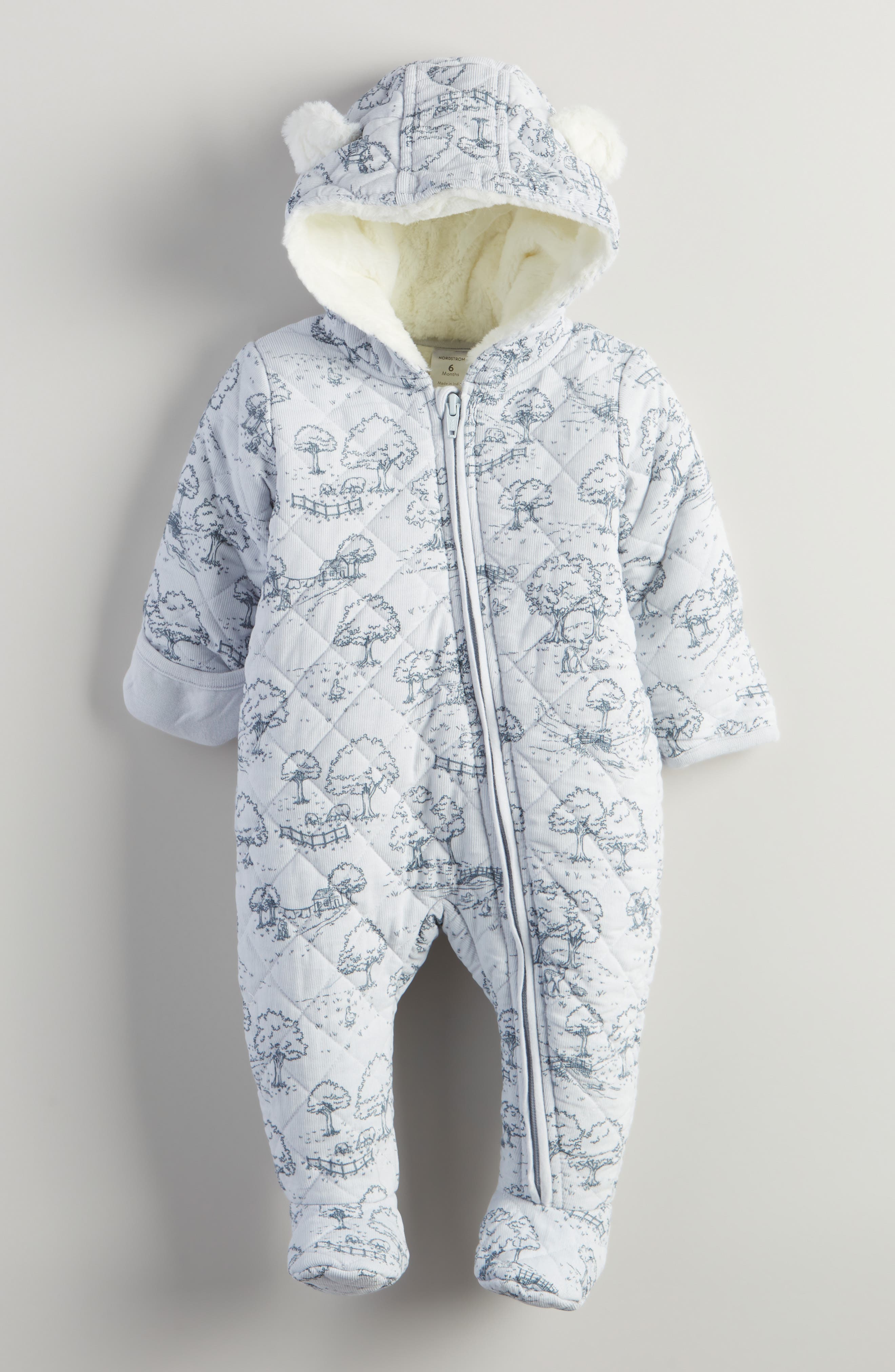 Nordstrom Ear Appliqué Quilted Faux Fur Lined Hooded Bunting