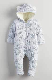 Nordstrom Ear Appliqué Quilted Faux Fur Lined Hooded Bunting