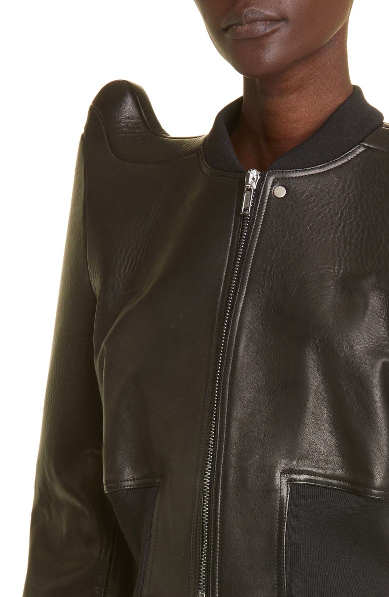 Rick Owens High Shoulder Crop Leather Bomber Jacket, Alternate, color, 