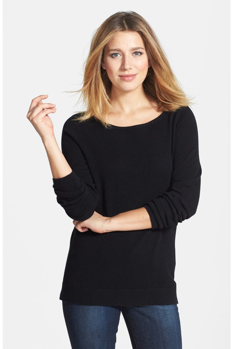 Ballet Neck Cashmere Sweater, Main, color, BLACK