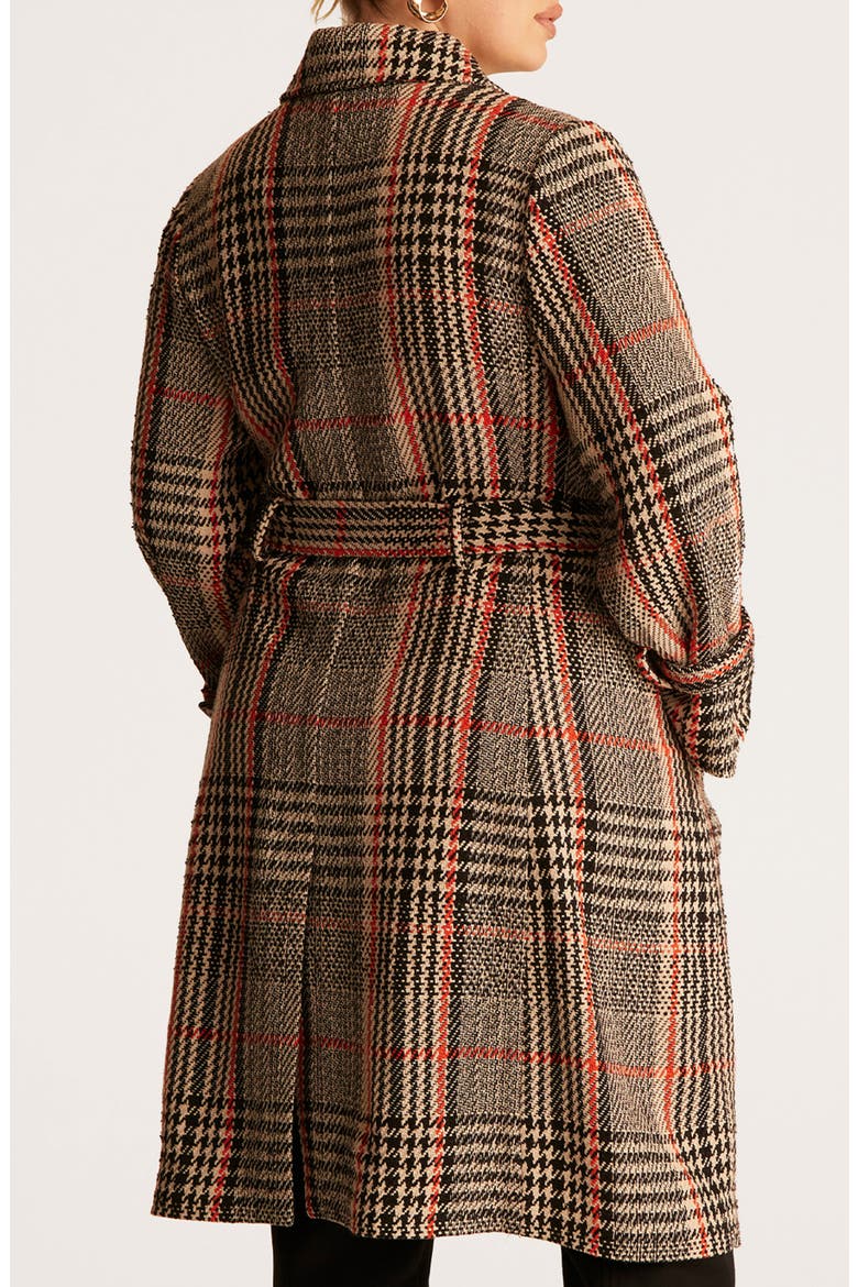 Bella Double Breasted Check Coat, Alternate, color, TANGERINE CHECK
