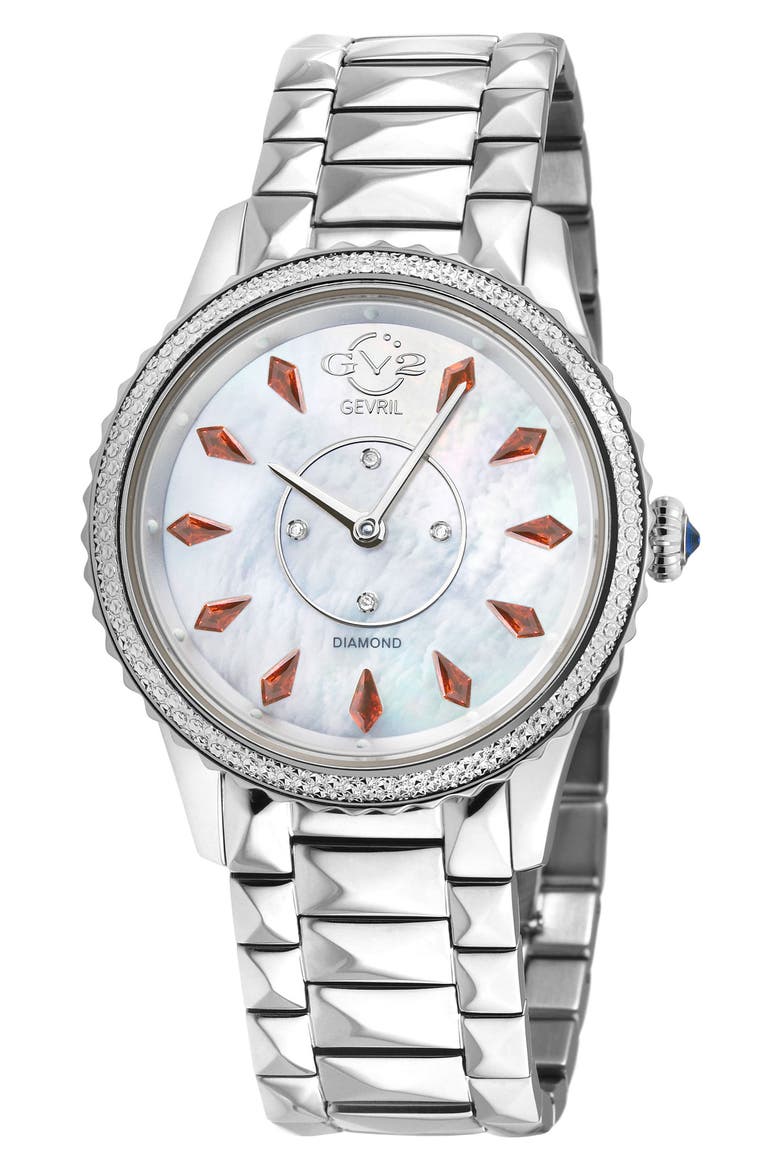 Siena Swiss Quartz Diamond Embellished Bracelet Watch - 0.02ct, 38mm, Main, color, SILVER