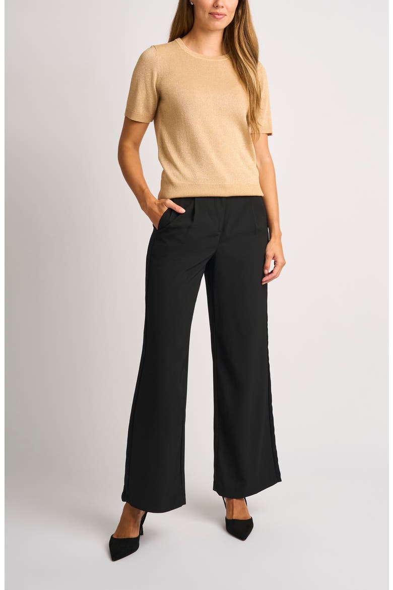 Metallic Short Sleeve Knit Top, Alternate, color, WARM TRUFFLE LUREX