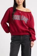 BP. Off the Shoulder Fleece Graphic Sweatshirt