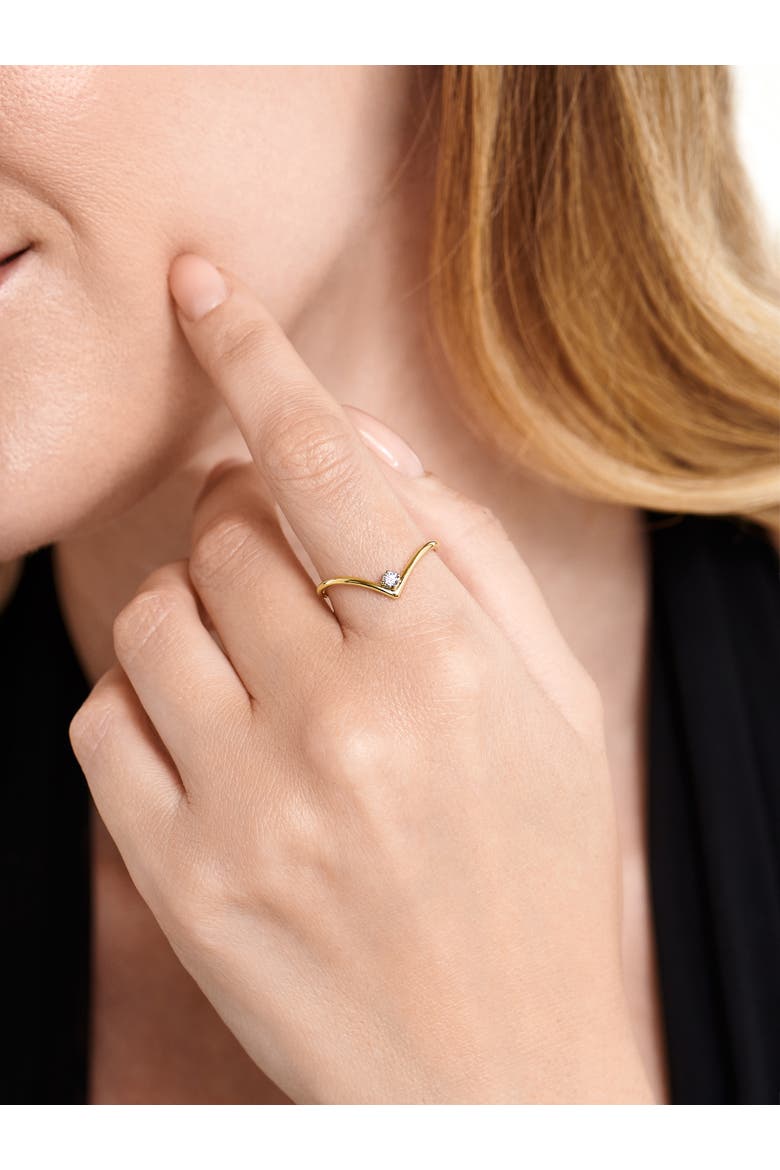 Chevron Round Lab Grown Diamond Ring in 14K Gold, Alternate, color, Yellow Gold