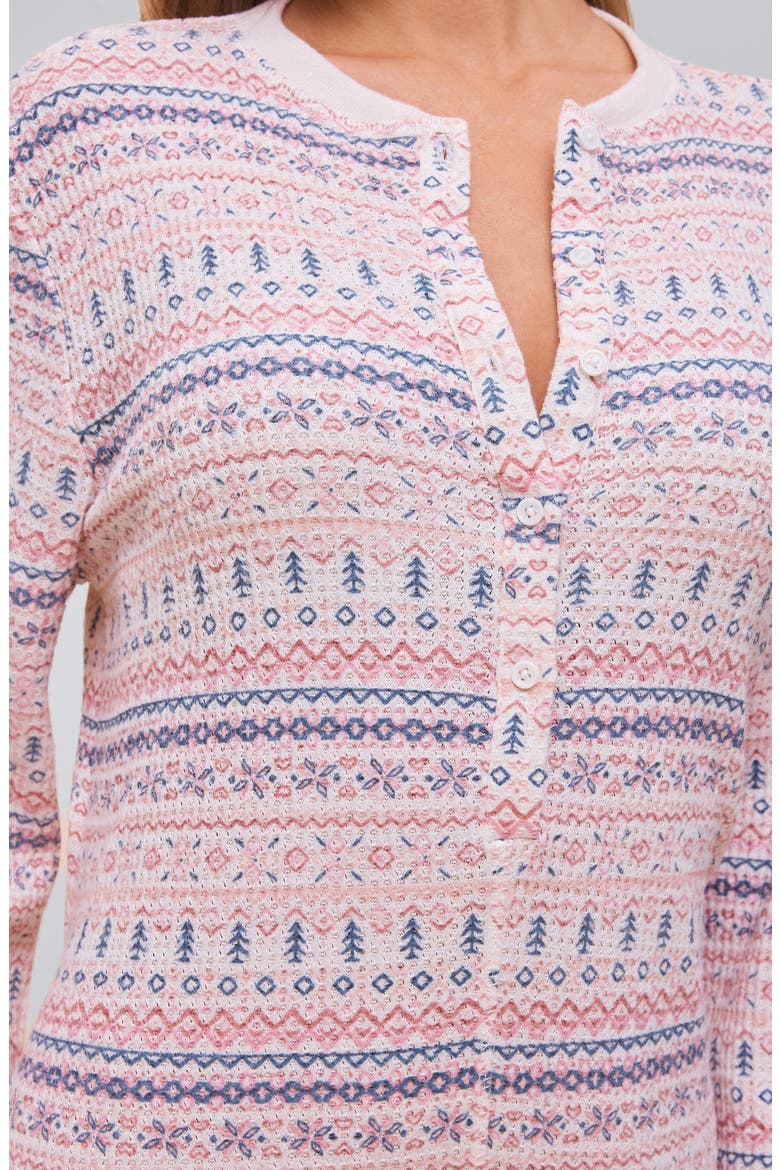 Fair Isle Waffle Knit Pajama Jumpsuit, Alternate, color, WINTER ROSE